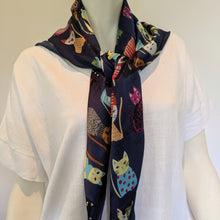 Load image into Gallery viewer, Cat Scarf Navy
