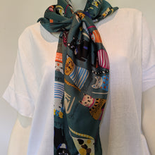 Load image into Gallery viewer, Cat Scarf Green

